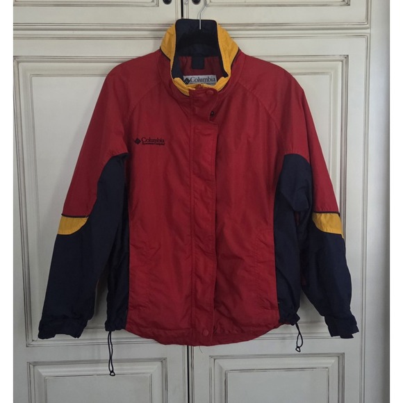 Vtg Columbia Bugaboo Cost Women's Medium Jacket Full Zip Red Blue Yellow - Picture 1 of 13
